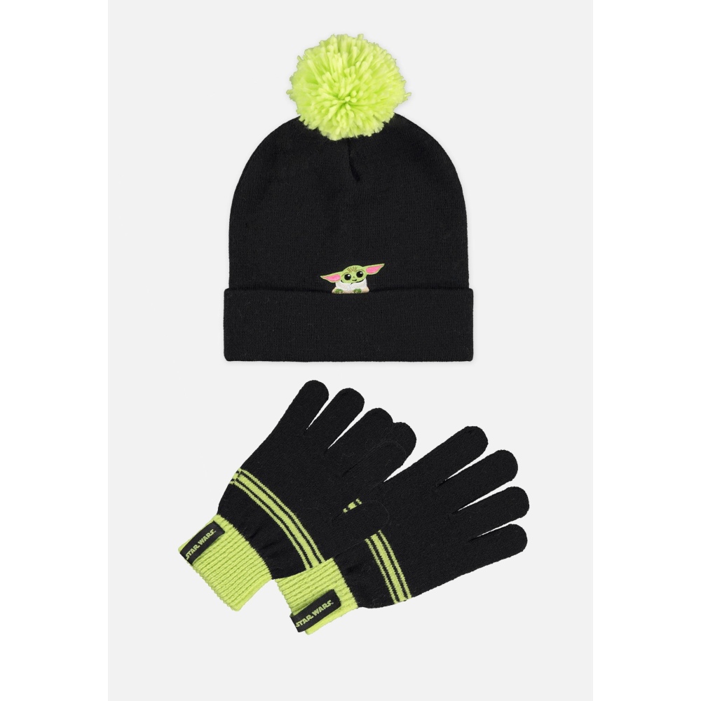 Star Wars - The Mandalorian - Grogu Bonnet et Gants Ensemble - Noir/Vert